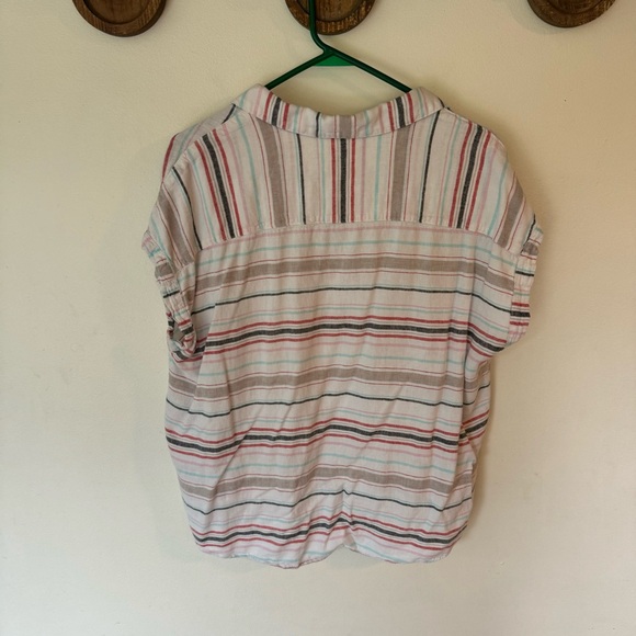 Weatherproof vintage linen blend striped short sleeve button up shirt size XL - Picture 7 of 8